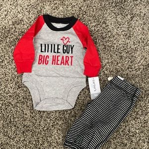 Little Guy Big Heart Carter's Outfit Heart Valentine 3 months